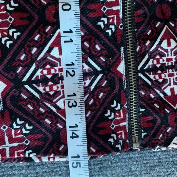 H&M Flare Mini Skirt Pattern Denim With Front Zipper Women 2 Lined - Picture 15 of 15